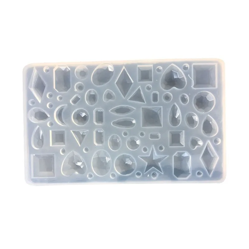 Crystal Epoxy Time Gem Patch Silicone Mold, Round Oval Water Drop Heart Shape, Bottom Support DIY Jewelry Mold 16005