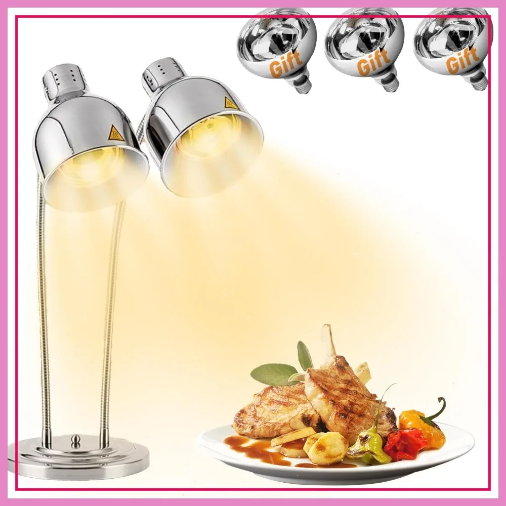 

Commercial Food Warming Lamp 2-Head Adjustable Heat Lamp for Buffet Restaurant Kitchen Stainless Steel