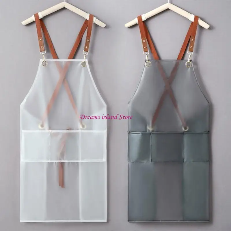 TPU Cooking Apron Waterproof Oil-proof Overalls for Dishwashing Women Back Work Clothes Halter Apron Transparent HX6C