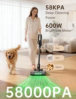 Cordless Stick Vacuum Cleaner 600W/58Kpa/up to 65 Mins Running Time 3 Suction Modes Washable HEPA Filter Digital Display 4-in-1 Handheld Vacuum Self Standing Anti-Clog Roller Brush for Hardwood Carpet Pet Hair US Household 8