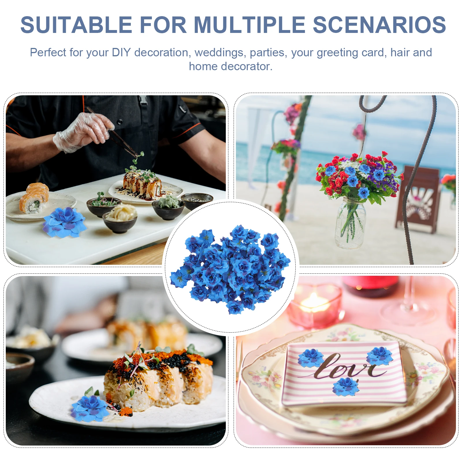 

50 Pcs Decoration Flannel Roses Artificial Flower Flowers Heads Pentagram Bride