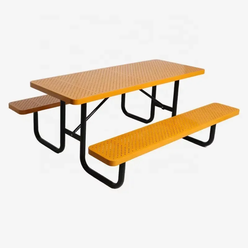 Rectangular Outdoor Dining Set Commercial Patio Furniture for Garden Cafe Restaurant Courtyard Picnic Area Heavy Duty Table