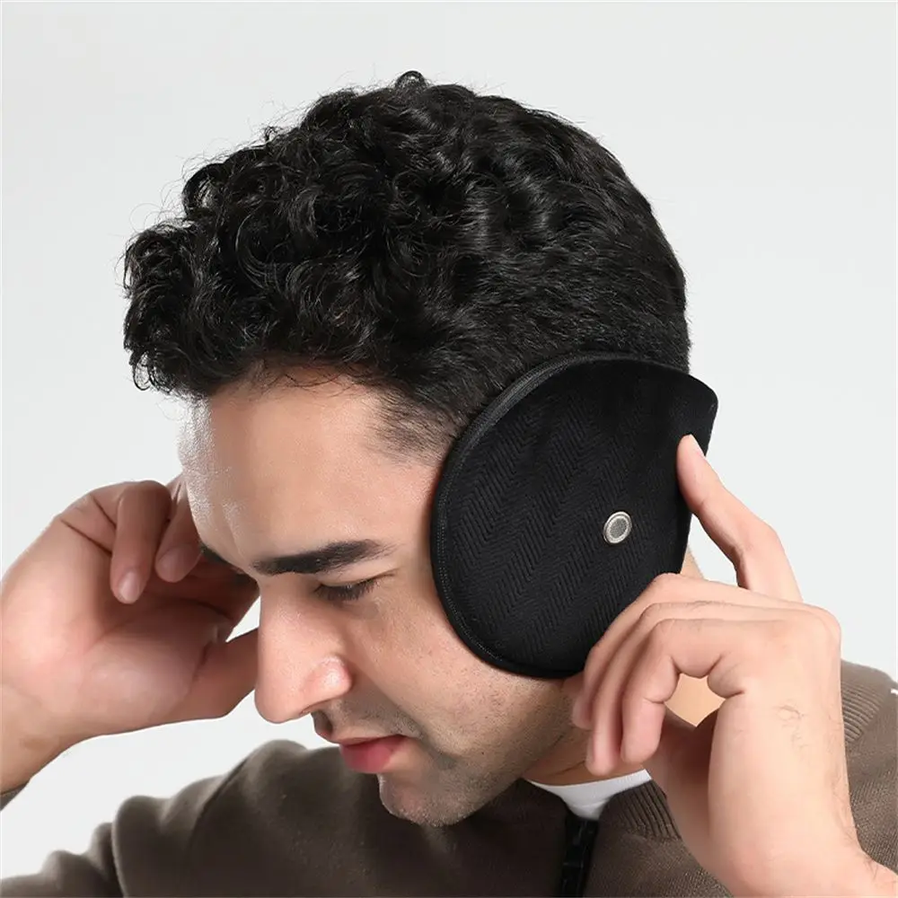 Mens Ear Muffs Winter Ear Warmers Fleece Unisex Plush Earmuffs Behind Band Head W/Loudspeaker Hole