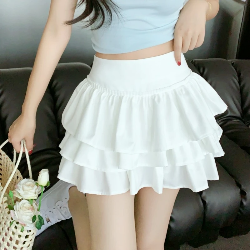 Seoulish Elegante Vrouwen Taart Rokken 2023 Nieuwe Lente Zomer Hoge Taille Ruches A-lijn Zwarte Korte Baljurk Rokken Vrouwelijke