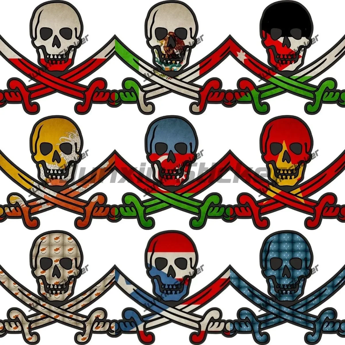 

National Flag Pirate Skull Decals Pirate Jack Rackham Pirate Decals for Cars Camper Bumper Truck Cover Scratches Decoration