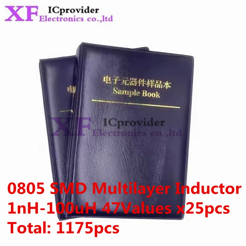 0805 SMD Multilayer Inductor Sample Book 1nH~100uH 47Values x25pcs=1175pcs Assorted Kit