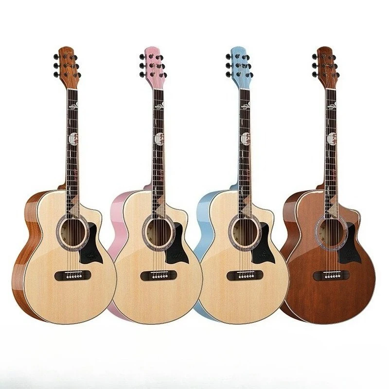 40 Inches Folk Guitar Solid Wood Acoustic Guitars Beginners Bright Light Guitar Adult Children Entry Level Single Board Guitars
