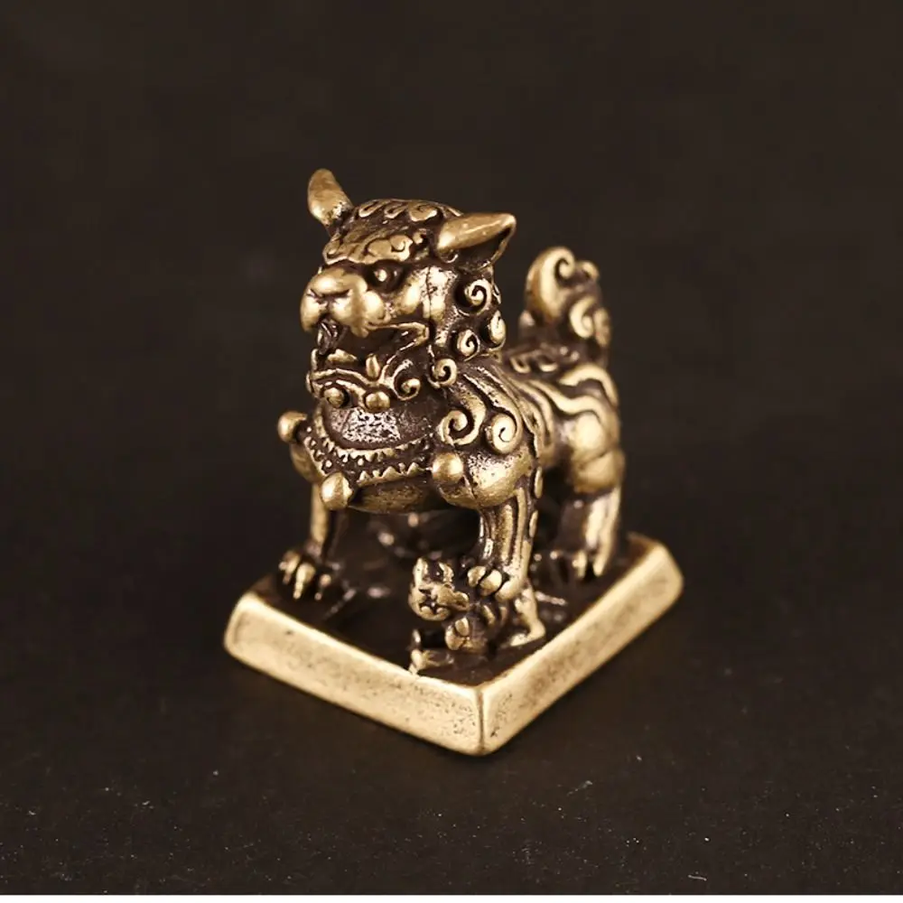 Creative Handmade Brass Crafts Good Quality Attracts Wealth Tea Pet Lion Figurines Lion Seal Lion Ornaments Keychain Pendant