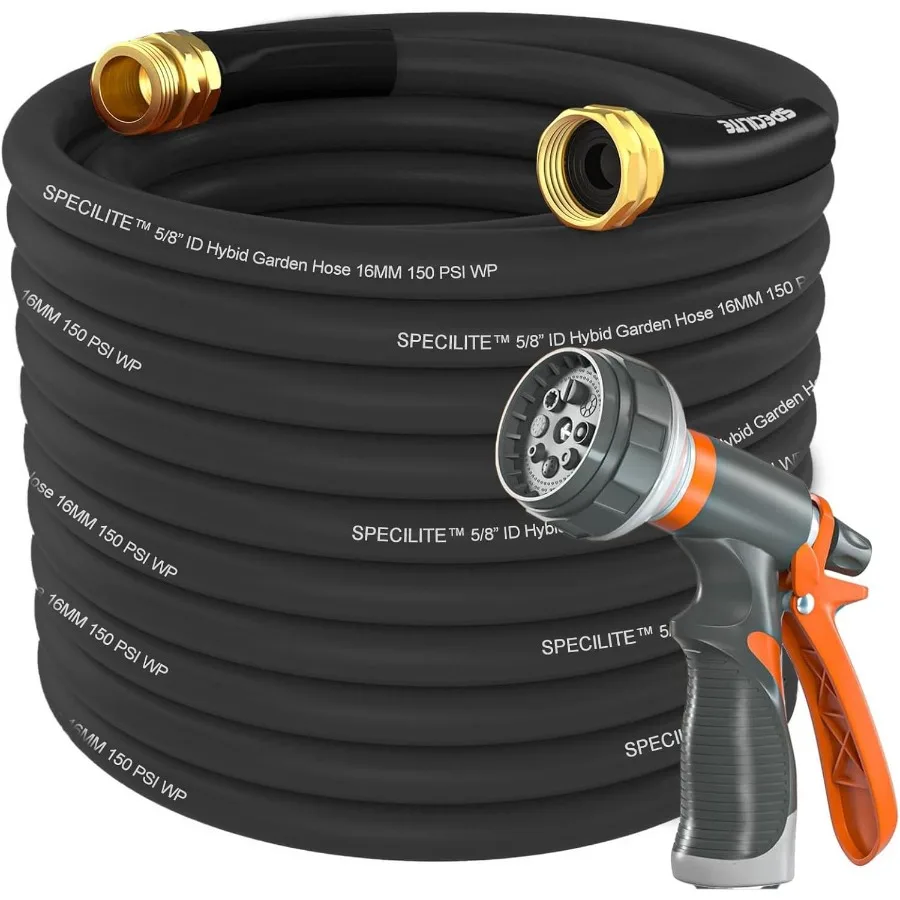

100 ft x 5 8 in Heavy Duty Flexible and Lightweight Garden Water Hose with Burst Resistance up to 600 psi KinkResistant Hybrid