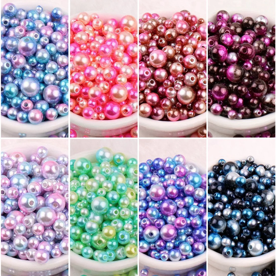 Mixed Rainbow Colorful Round Artificial Pearl 3mm 4mm 5mm 6mm 8mm ABS Plastic Loose Beads Lot For Jewelry Making DIY Findings