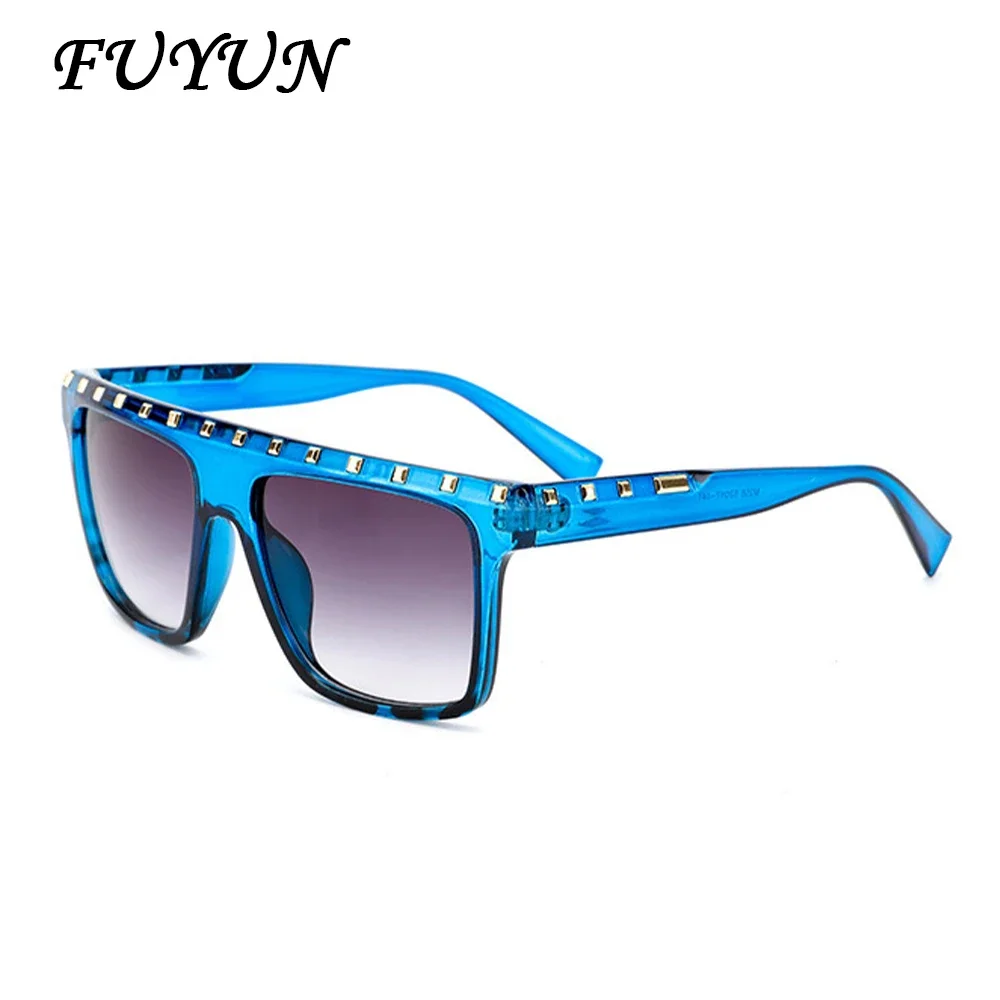 Trendy Rivet Extra Large Rectangular Women's Sunglasses Fashion 2000 Luxury Brand Designer 2023 New Men's Sunglasses UV400