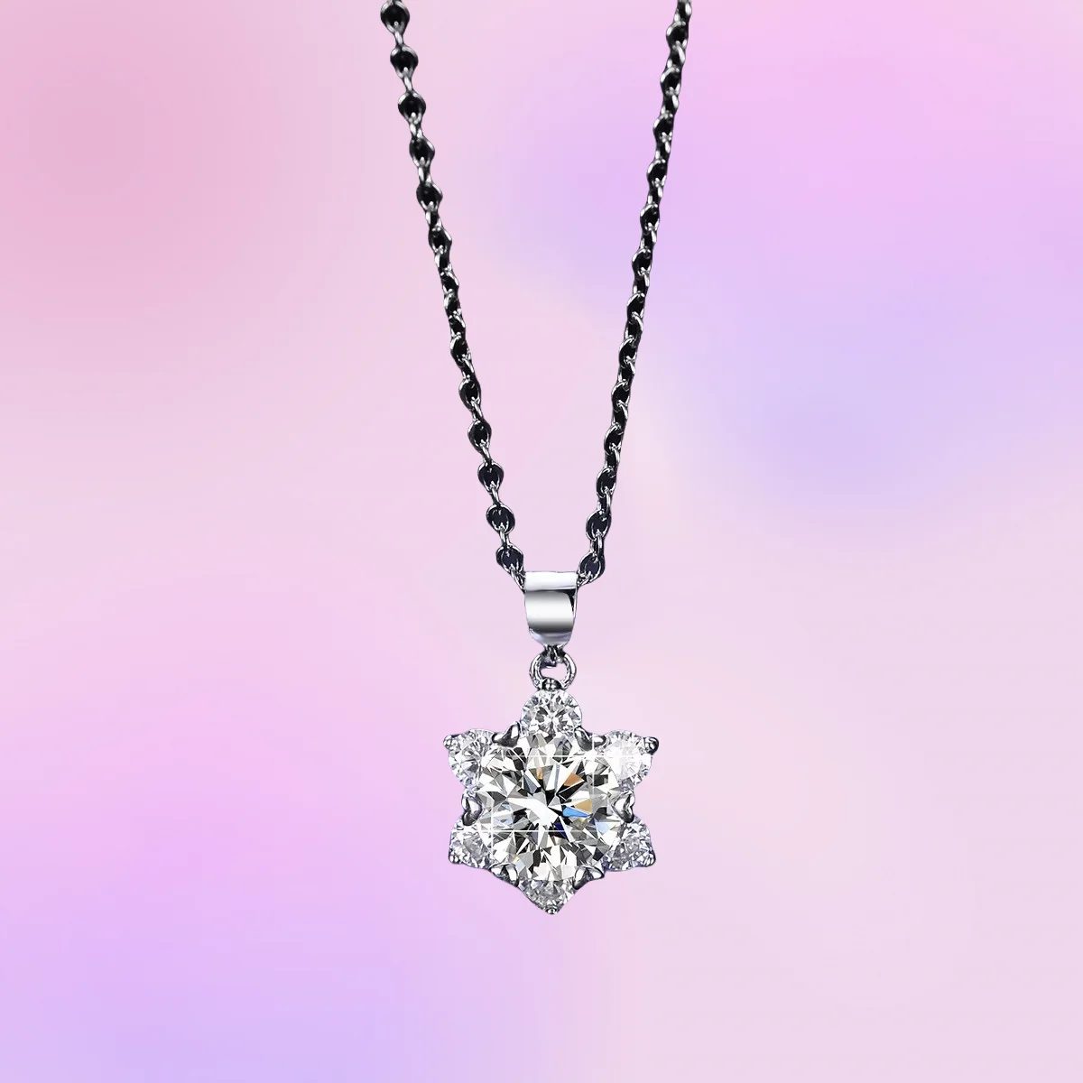 

Новый серебряный кулон 925 пробы, 1 карат, ожерелье из муассанита, женская мода, классический серебряный кулон со снежинкой, цепочка на ключицу