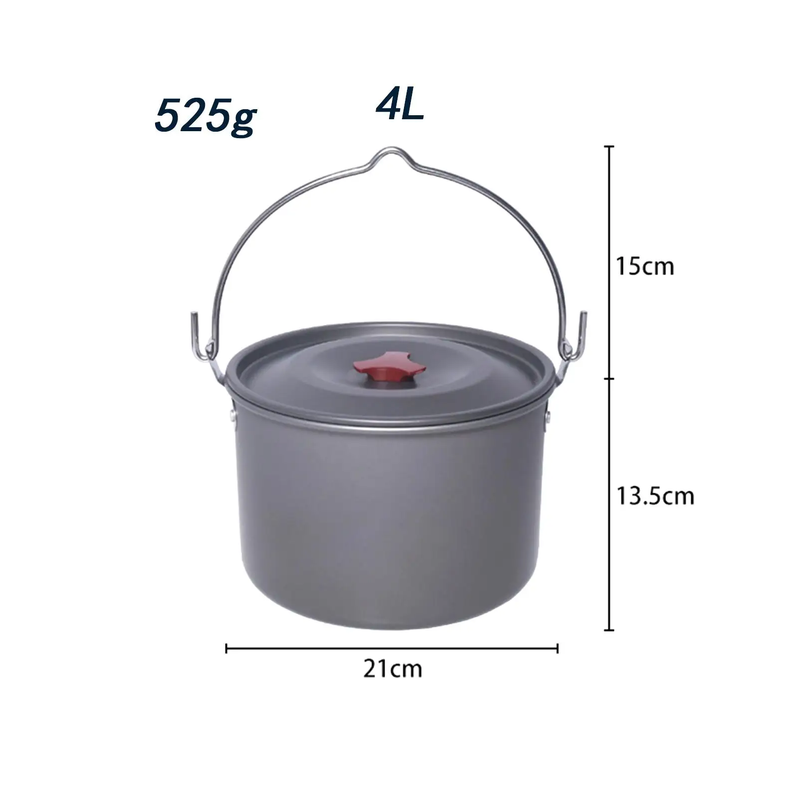 وعاء تعليق للتخييم مع غطاء ، وعاء طهي محمول خفيف للغاية ، ألومنيوم ، سعة كبيرة ، أدوات طهي للمشي لمسافات طويلة ، في الهواء الطلق