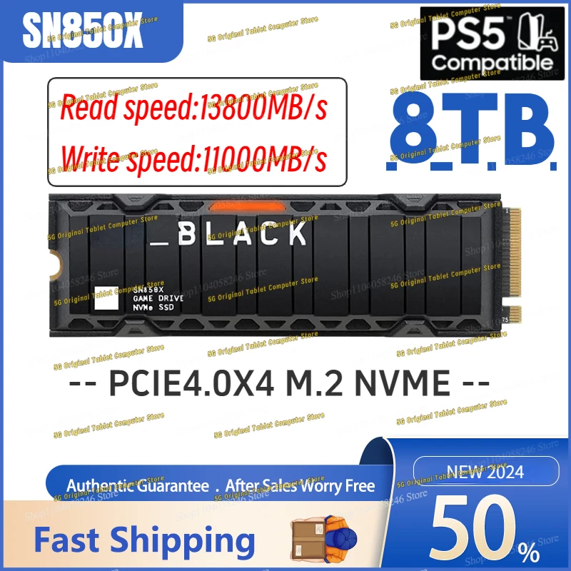 Disco duro interno de estado sólido SN850X SSD M.2 2024, 1TB, 2TB, 4TB, 8TB, 2280 PCIe, X4, para PS4, PS5, ordenador portátil y de sobremesa MLC,