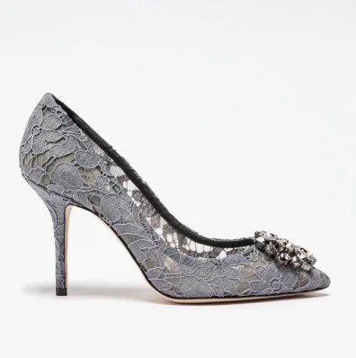 Strass bling bling Frauen Pumps spitzen Zehen Stiletto Ferse Spitze Mesh Stoff sexy 6cm/9,5 cm High Heel Kristall glänzende Hochzeits schuhe