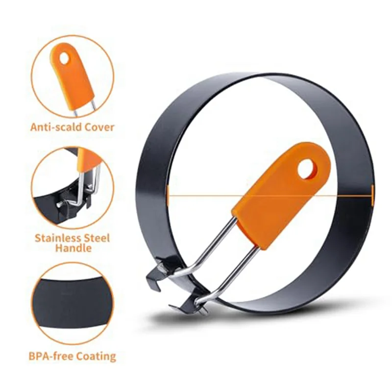 

ABMR-High-Grade Egg Ring 3.5-Inch 5-Piece Set, Fried Egg Ring Mold, Non-Stick Fried Egg Muffin Machine