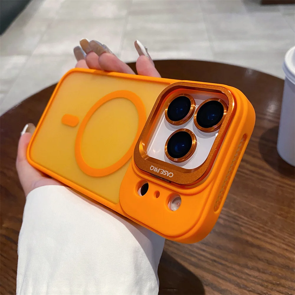Für magnetische durchscheinende Handyhülle mit Kamerarahmen-Ständer und Len-Folie für Apple IPhone 17 Air 16 15 Plus 14 13 12 11 Pro Max
