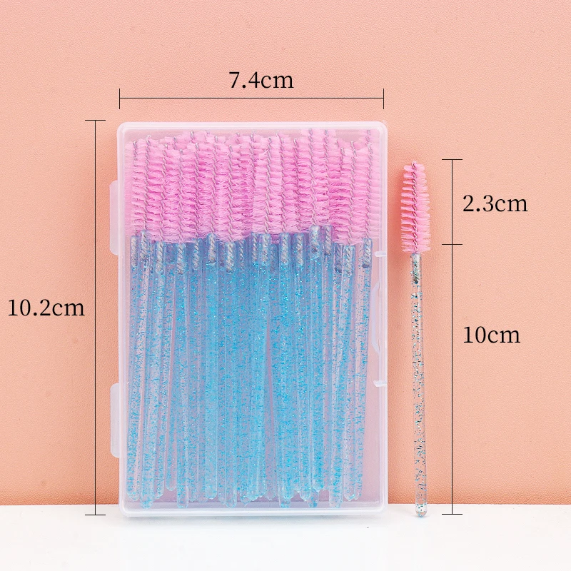 50pcs Disposable Crystal Eyelash brush Mascara Wands Applicator Eye Lash microbrush Eyelash Extension Makeup tools with Box