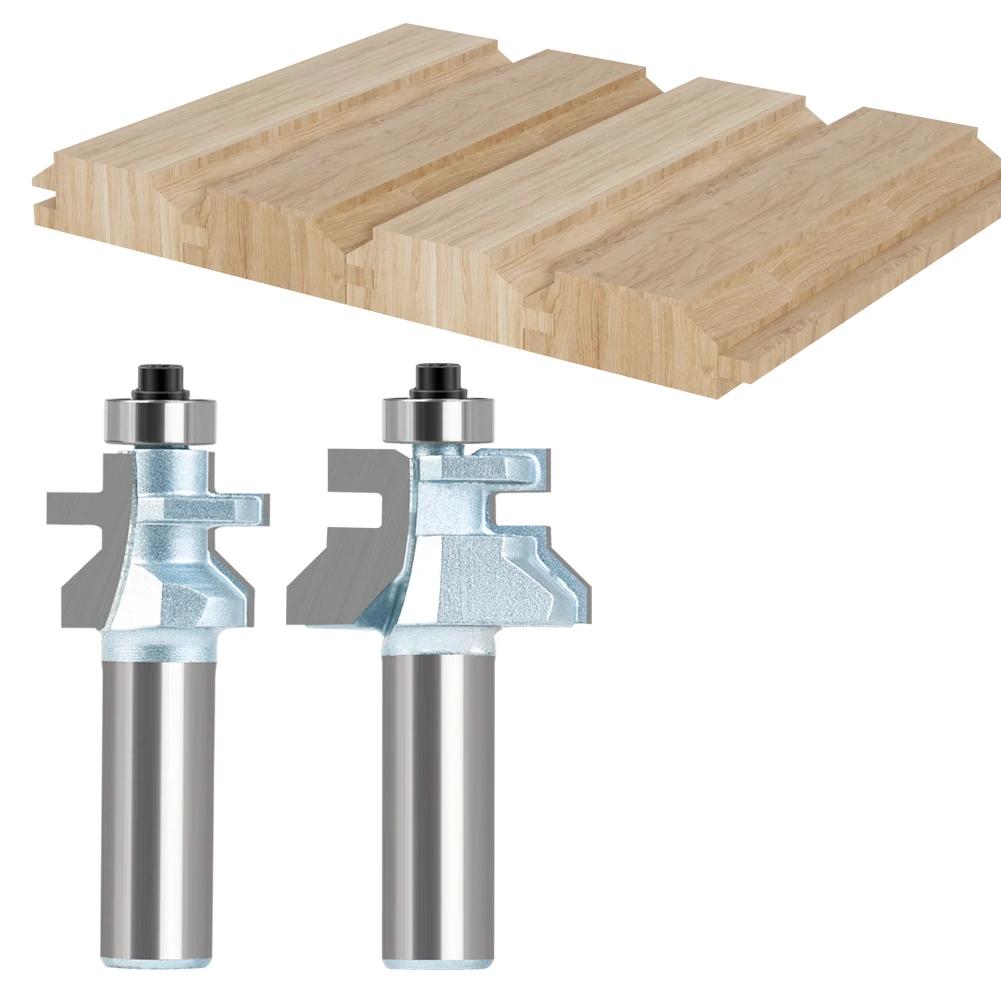 Imagem -02 - Router Bit Conjunto com Rolamentos de Esferas Premium Carpintaria Cutter v Groove Matched Tongue 12 mm Shank Pcs 2