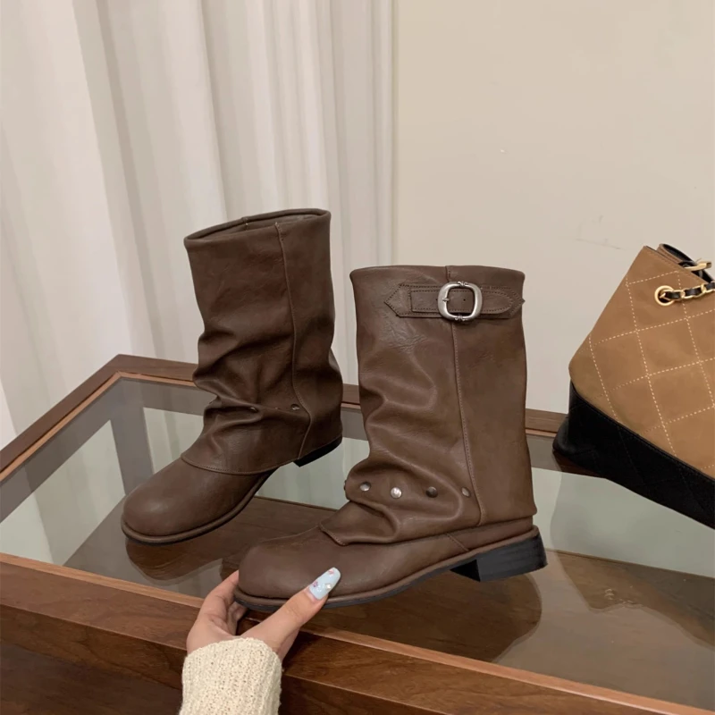 

2025New Women's Trend Solid Color Suede Ankle Boots Brand Designer Autumn Women's High Quality Chunky Heel Chelsea Boots Zapatos