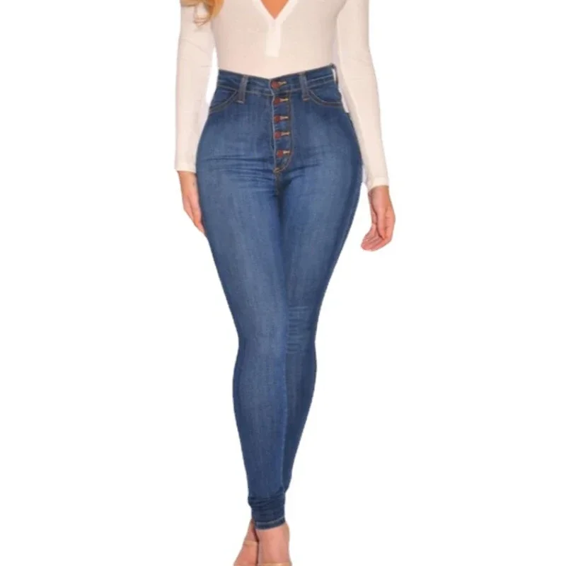 

Women New Jeans Pencil Pant Denim Long Pants Sexy Hip Wrap Sheath Straight Trousers Elegant Splice High Waist Slim Fit 2025 New