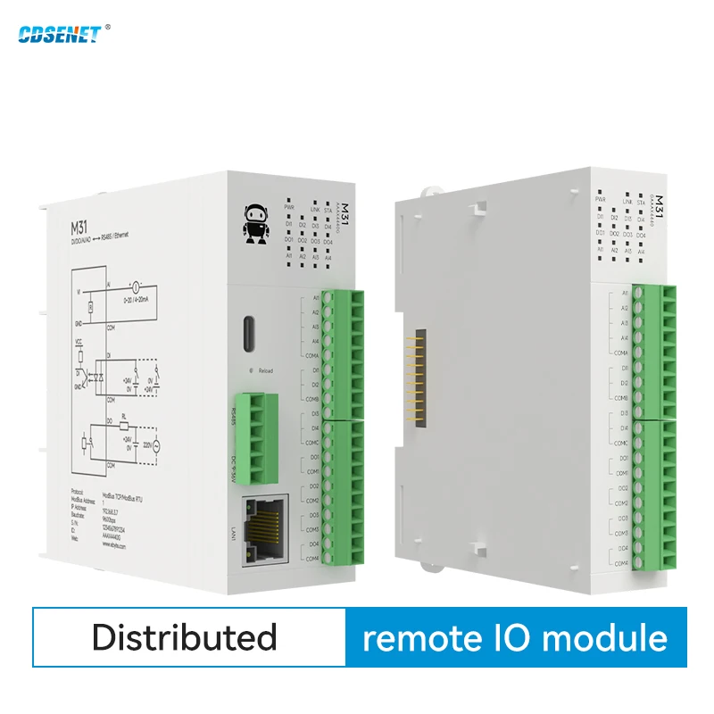 Moduł zdalnego we/wy DI AI DO AO RS485 Ethernet CDSENET Seria M31 Przetwornik Analogowy Akwizycja Modbus TCP RTU Aktualizacja Firmware
