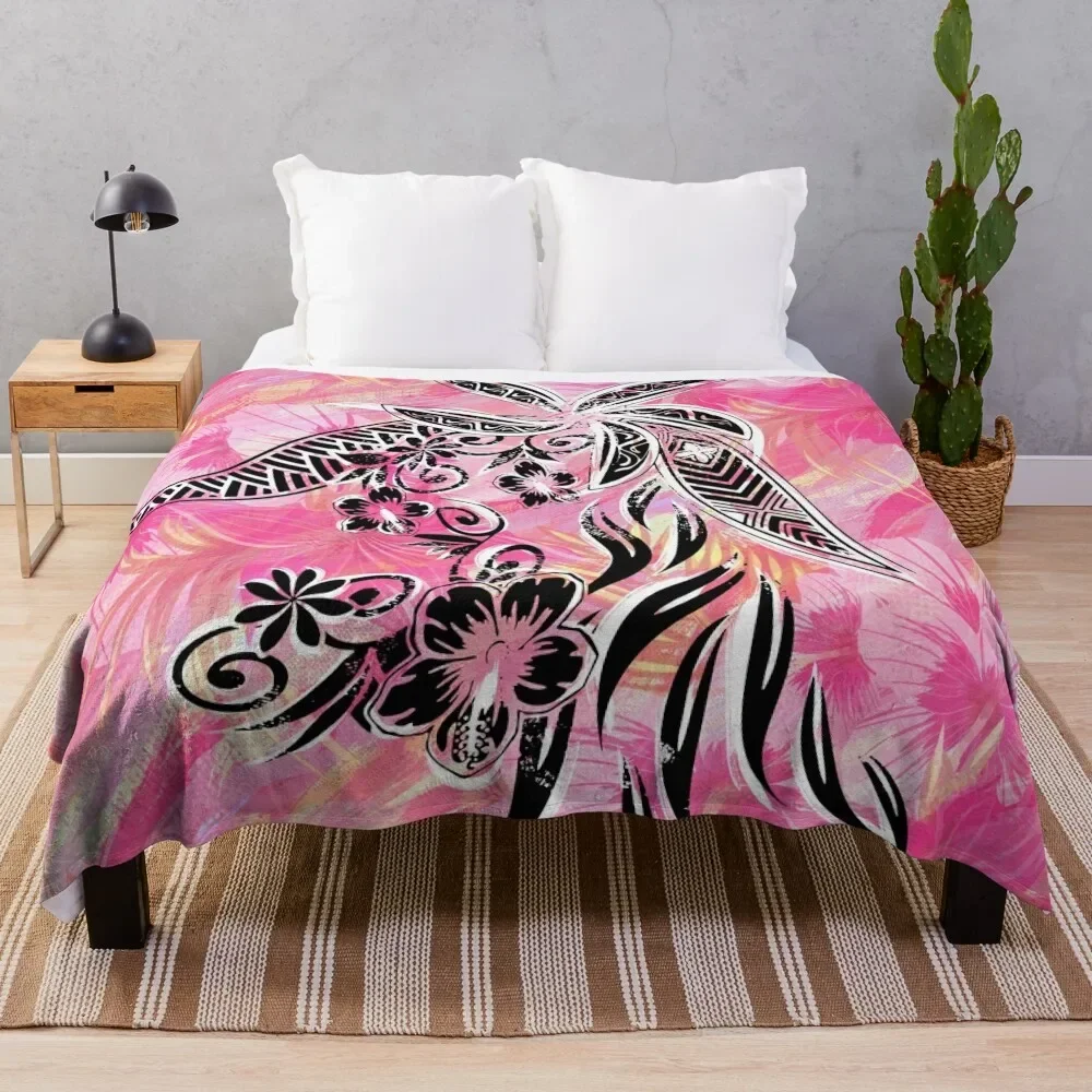 

Pink Tribal Floral Throw Blanket For Decorative Sofa Nap Blankets