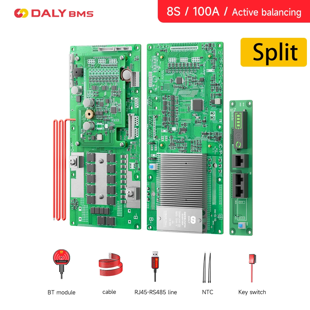 DALY Smart BMS Energie-omvormer BMS Actieve Balancer 8S 24V 16S 48V 100A Li-ion/Lifepo4 Batterij BMS voor Deye Victron Omvormer