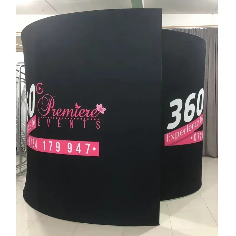 

360 Enclosure Backdrop Tent with LED Light Background 8ft 10ft 360 Photo Booth Machine Spiral Enclosure Stand for Party Events