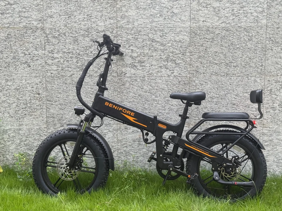 Benifore X1T PRO Fold E Bike 1500W Peak Motor 48V20Ah Battery Fat Tire Electric Bike Full Suspension 65 Miles Range 400 lbs Payload image 4