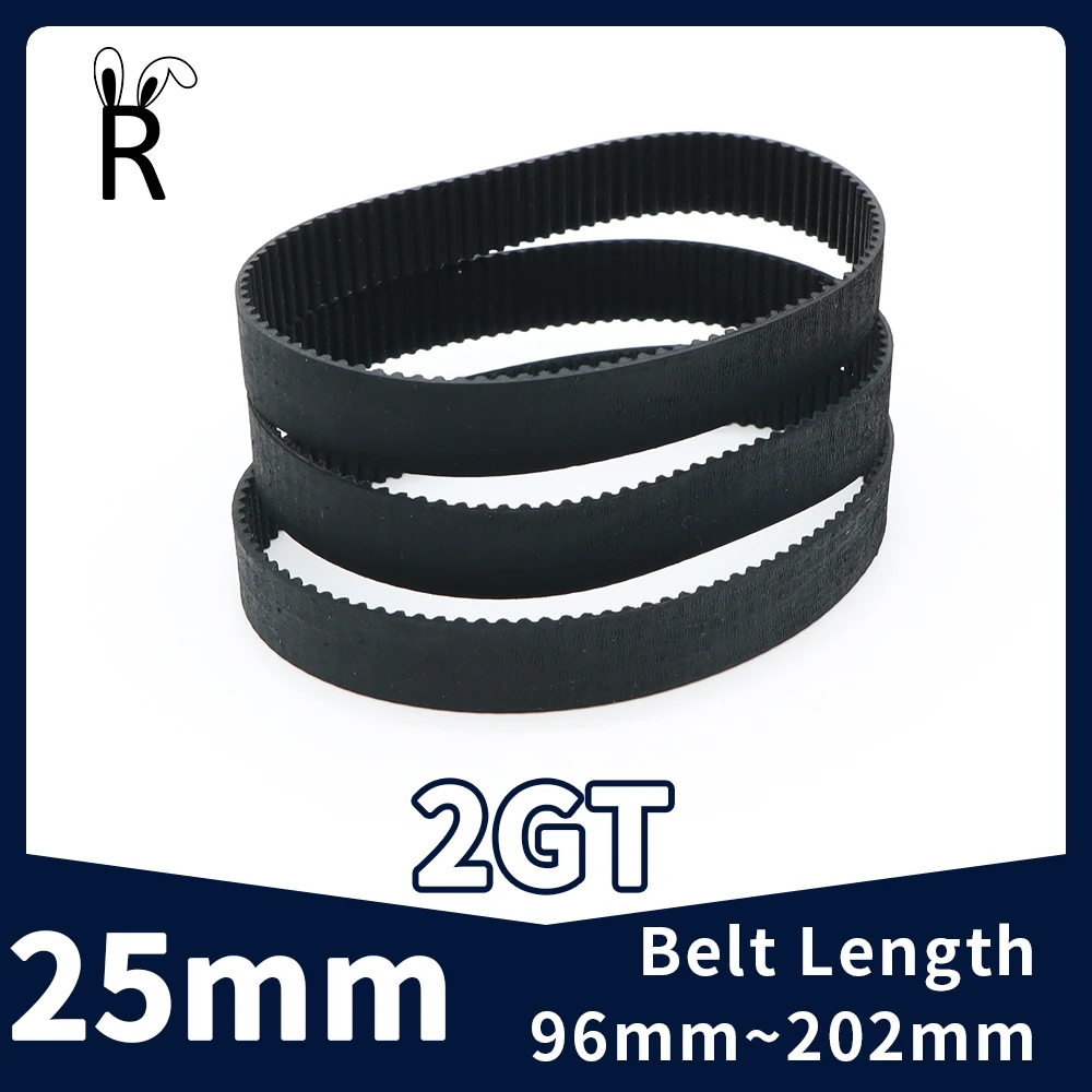 Belt Width 25mm GT2 Rubber Closed 2GT Synchronous Timing Belt Length 96mm~202mm For 3D Printer Parts 2M Synchronous Toothed Belt