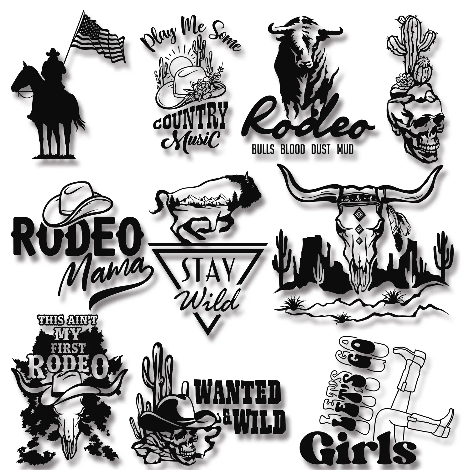 Not My First Rodeo Roam Free Wild West  Vintage Style Individuality Iron on Transfers Stickers for Clothes DIY Decoration