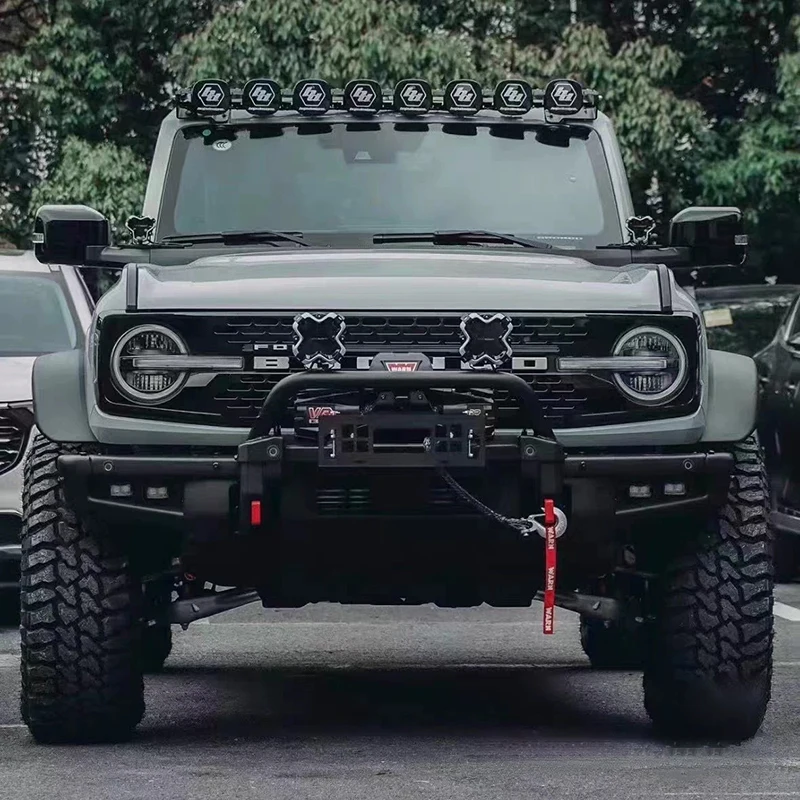 For Ford Bronco 2021-2026 Front Bumper Winch Mount Plate with Bull Bar Heavy Duty Winch Bracket Fits OE Modular Front Bumper view 6