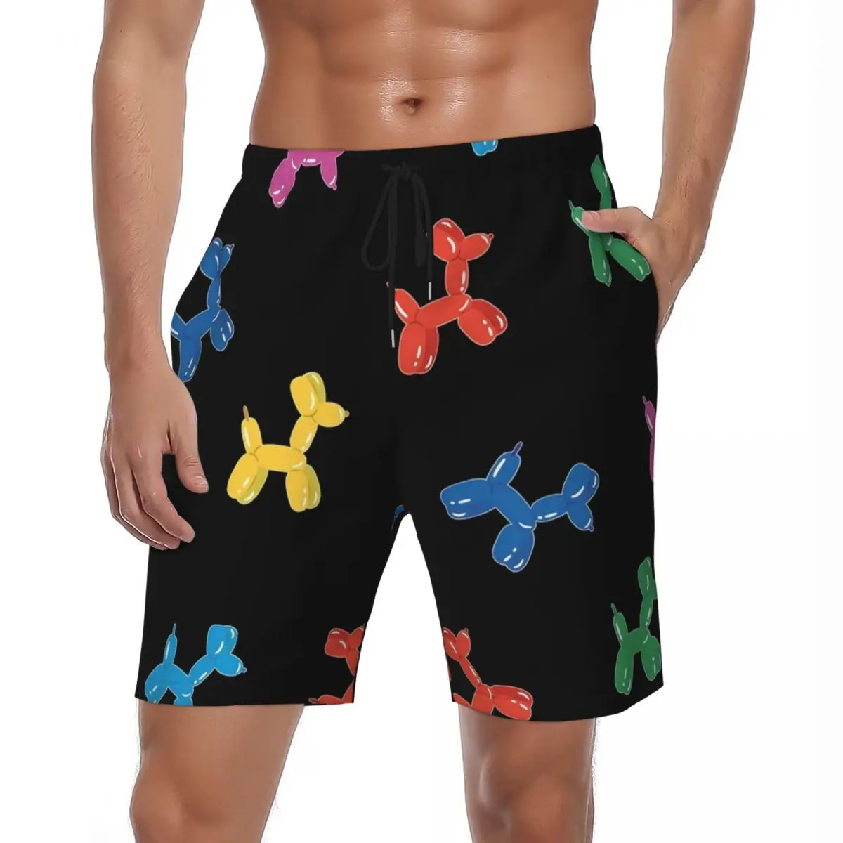 

Мужские шорты для доски, винтажные плавки с рисунком воздушного шара и собаки, черные дышащие спортивные шорты, лидер продаж, пляжные шорты больших размеров