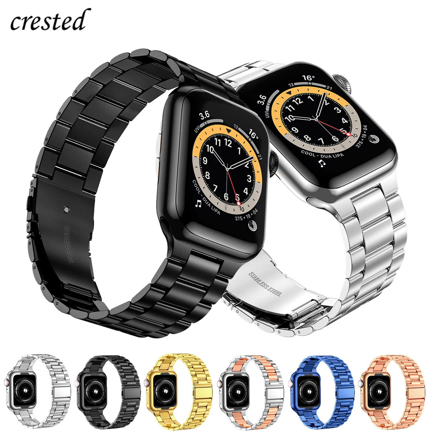 Stainless Steel Strap for Apple watch band 44mm 40mm 45mm 41mm 42mm 38mm 45 44 mm Metal bracelet iWatch Series Ultra 8 7 3 6 SE