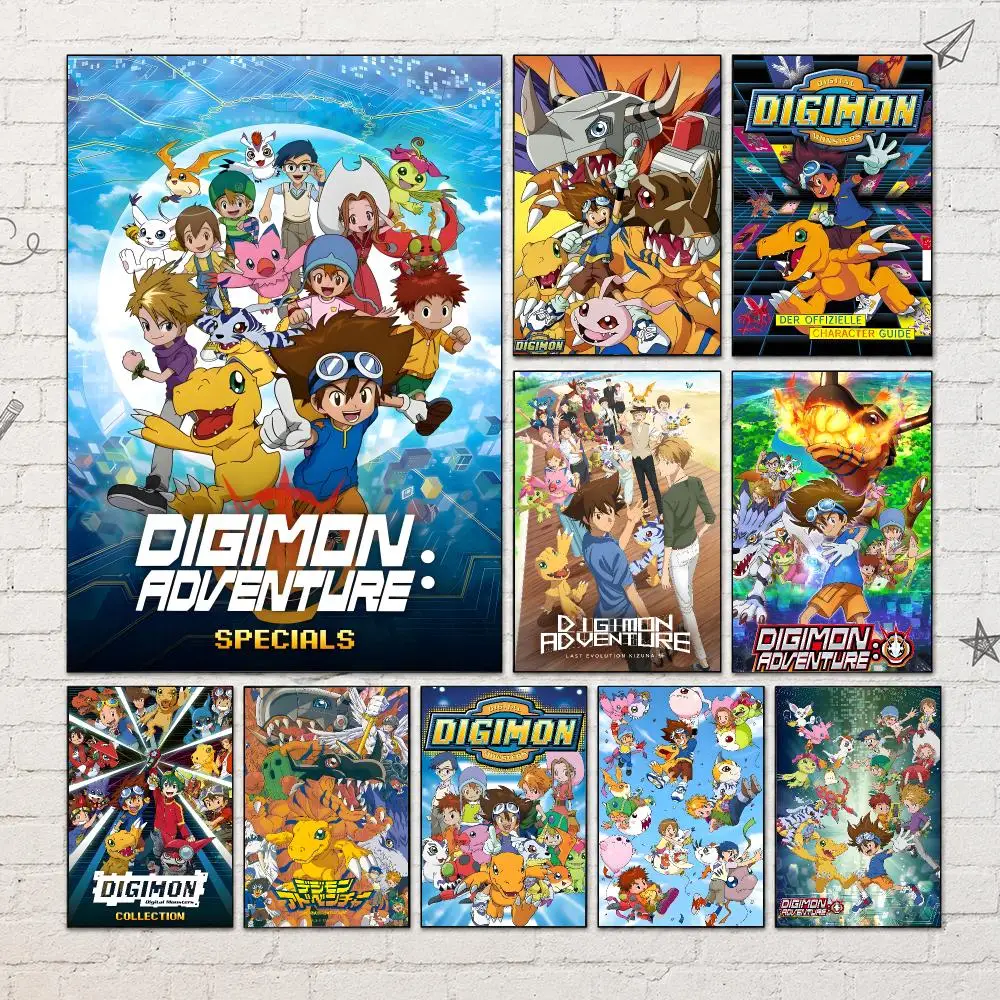 Anime D-Digimon Poster PP Self-Adhesive Waterproof Wall Decor for Bedroom,Living Room,Dorm,Bar Aesthetic Decor Gift