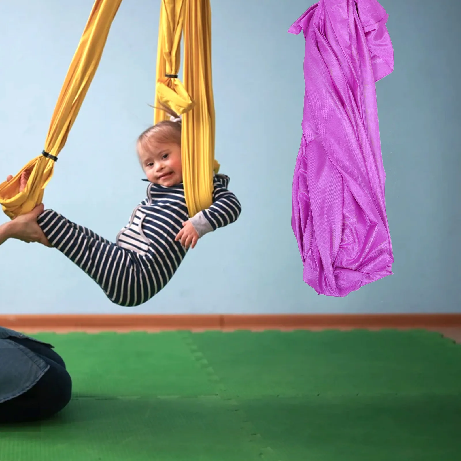 1Set Hanging Hammock Yoga Suspension Hammock Lightweight Super Firm Comfortable for Camping Hiking Travel Fitness
