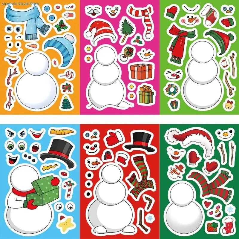 مجموعة ملصقات زخرفية لرجل الثلج الموسمي N2UB مكونة من 24 ورقة مقاومة للخدش #2