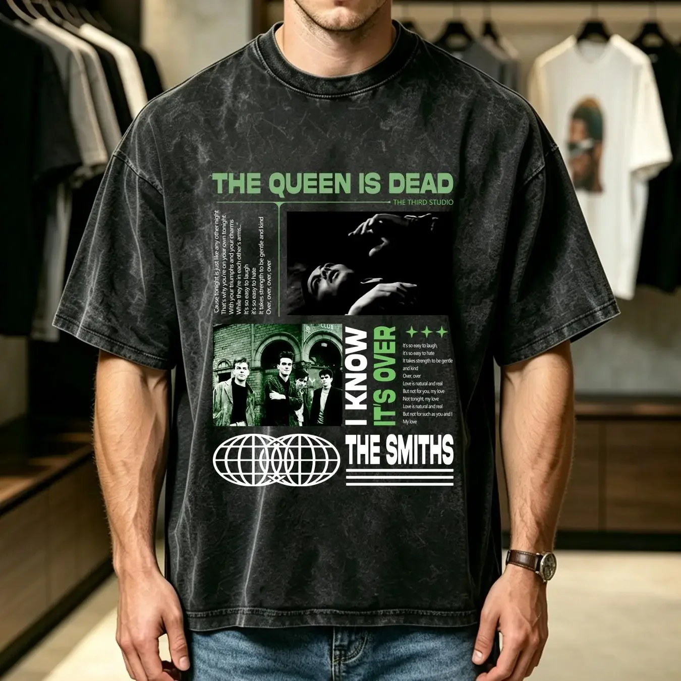 washed T Shirt The Smiths Vintage Salford Lads Club album Retro tour 80s Classic vintage Washed Top For Everyday Wear Stretched