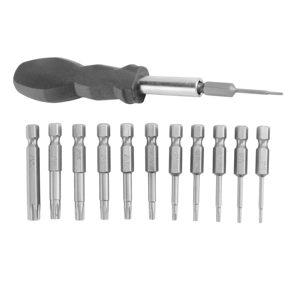 Set di punte per cacciavite a testa Torx da 12 pezzi Kit di attrezzi per cacciavite a stella T5-T40 con gambo esagonale da 1/4 pollici con manico da 1 confezione