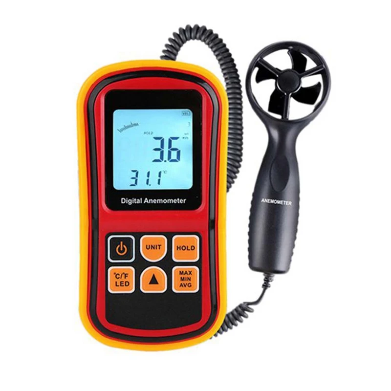 

ABZG-Gm8901 Anemometer Wind Speed Gaugetemperature Measure Digital 45 M/S Thermometer Handheld Measuring Tool