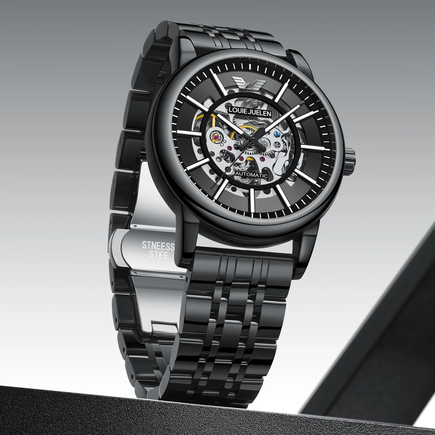 LOUIE JUELEN Men's Watch Automatic Mechanical Watch Hollow Luminous Watch Foreign Trade Wholesale