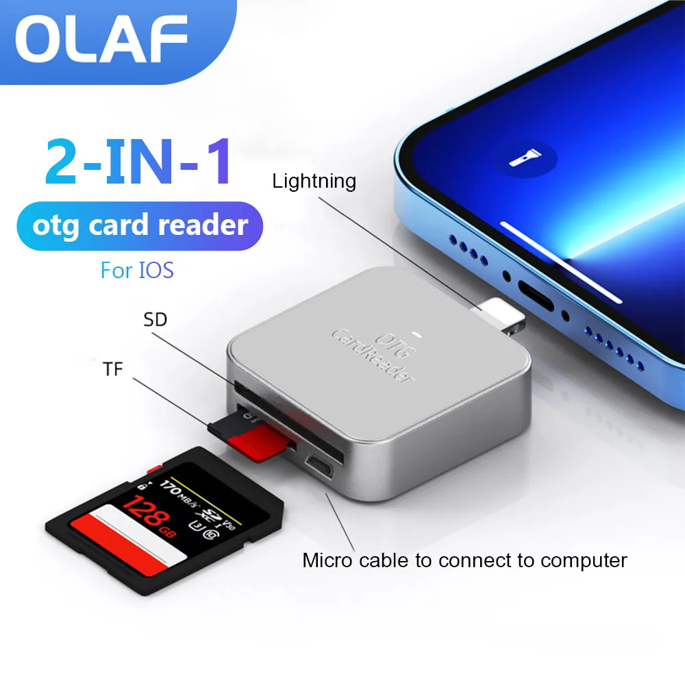 SD/TF Card reader For iphone 14 13 12 11 Xr iPad Lightning TypeC to Micro USB Smart Memory Card Reader For Apple Samsung Laptop