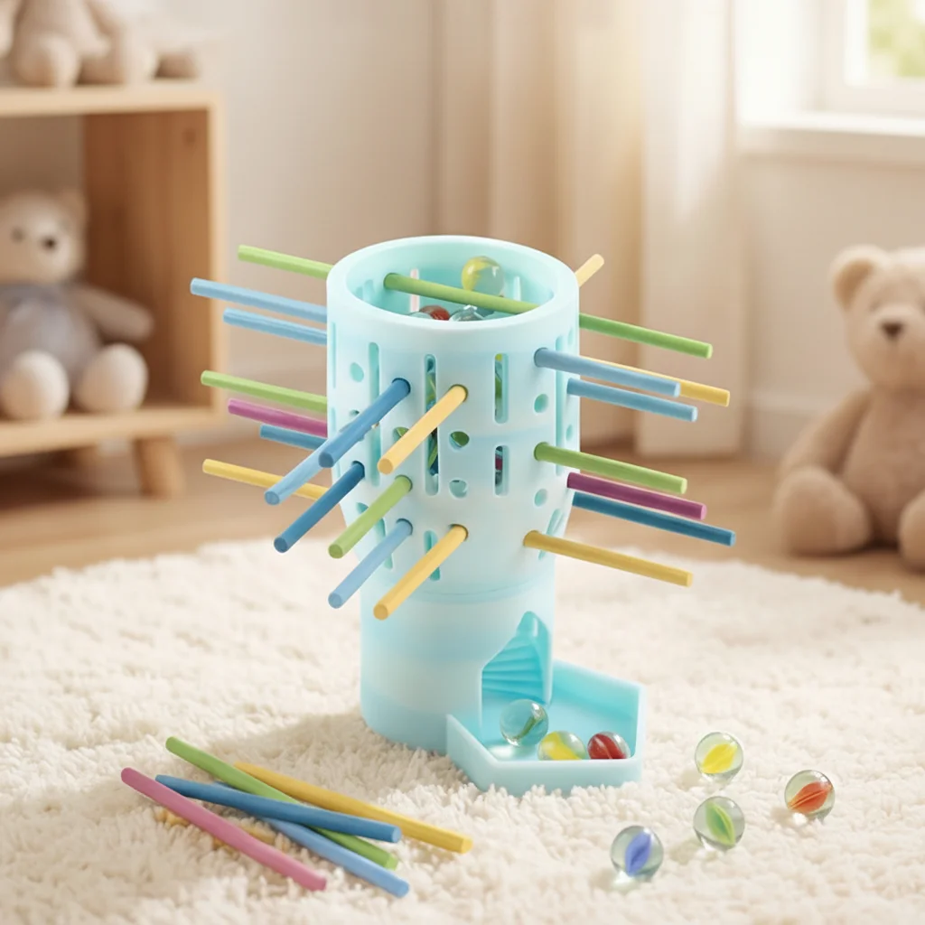 Wooden-Balance Board Game With 20 Sticks And 10 Marbles For Family Fun Educational Play