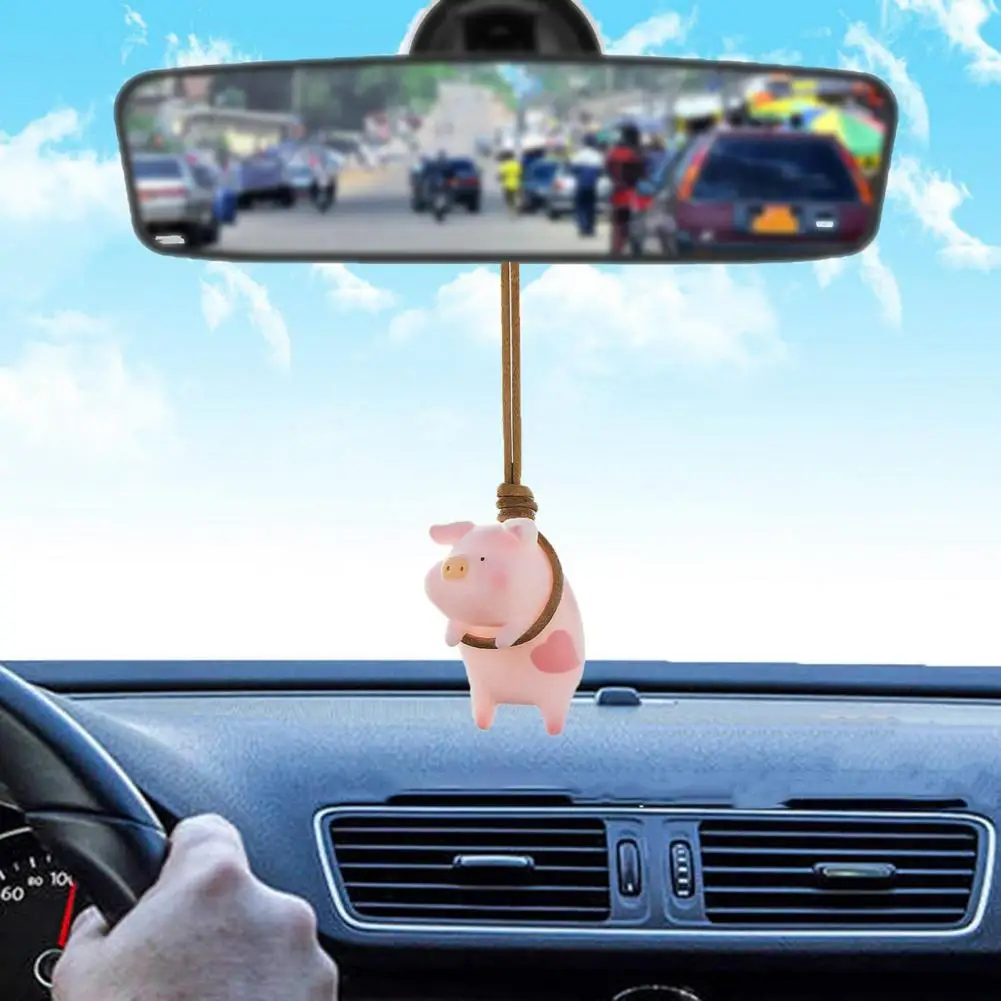 High-quality Car Decoration Playful Eye-catching Car Decor 2pcs Cute Pig Rearview Mirror Hanging Pendants for A Fun Driving