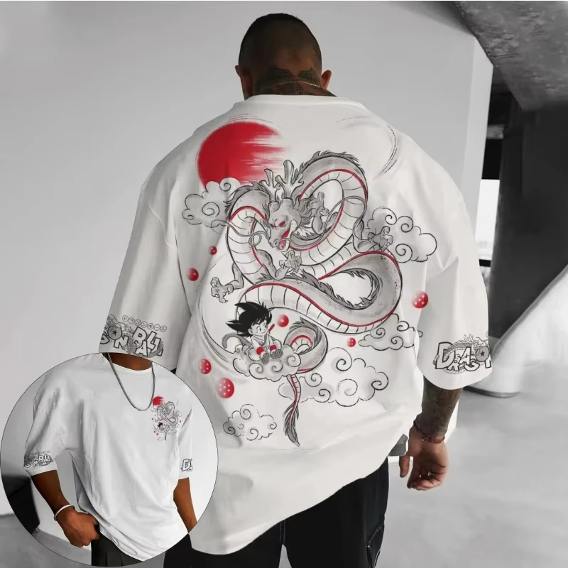 

Dragon Ball Men's T-Shirt Son Goku Shenron Japan Anime Summer Boy Children's Short Sleeve Personality Parent-Child Clothing
