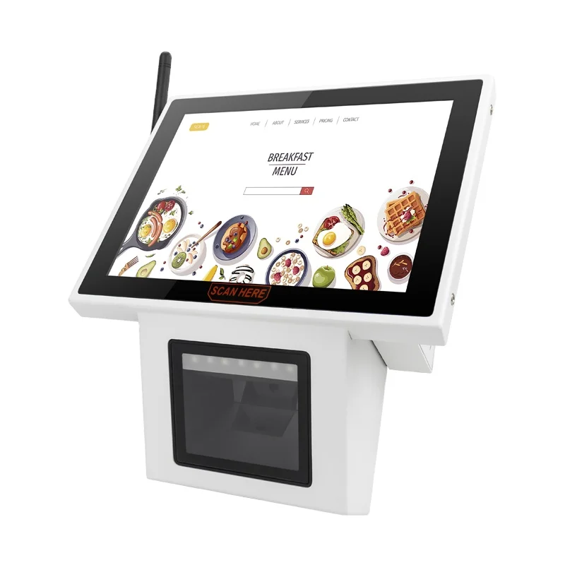 

Integrated capacitive touchscreen window for supermarket price checking equipment