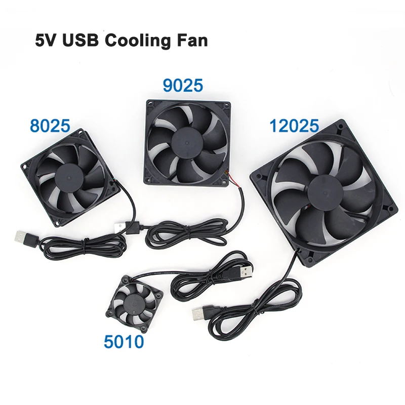 120x120x25mm 80x80x25mm 5010 9025 5V USB Power Cooling Case Fan For Receiver DVR Xbox TV Box Router A7