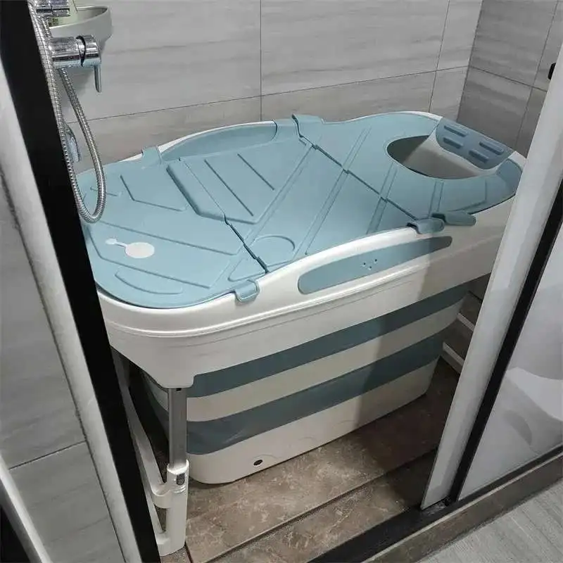 

Складная ванна для взрослых, утолщенная пластиковая ванна для ванной комнаты, гидромассажная ванна, обычная бочка для ванны с крышкой, спа для всего тела, маленькая портативная ванна