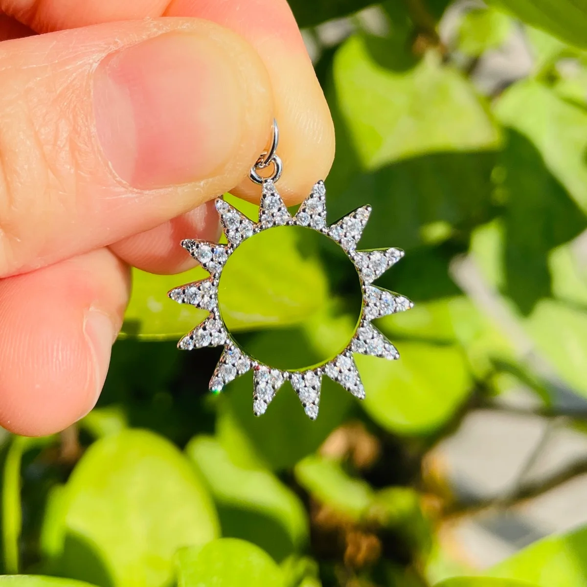5pcs Zirconia Pave Sun Charm Bling Trendy Exquisite Sunflower Pendants for Bracelet Necklace Jewelry Earring DIY Making Findings